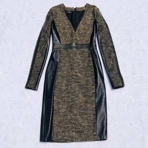 J. Mendel*Long Sleeve Tweed & Leather Dress*US 0-2